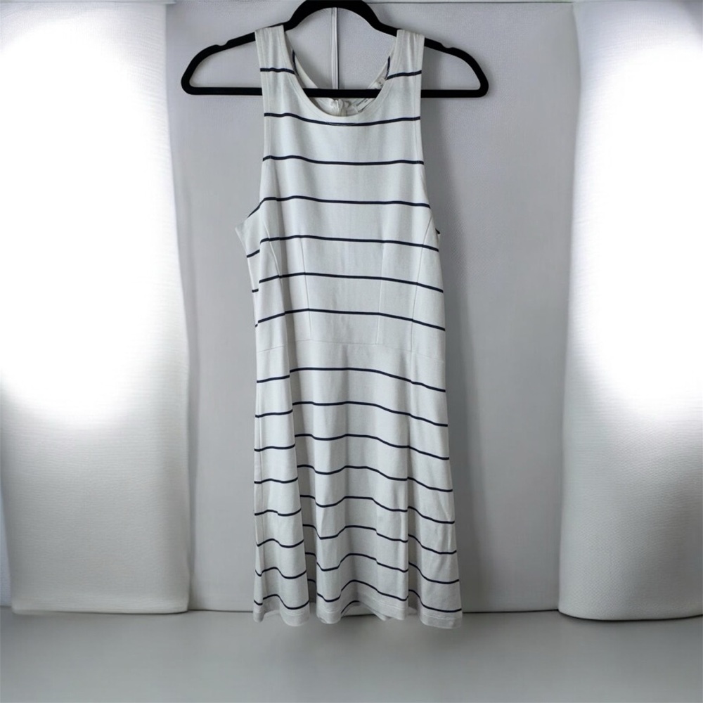 Abercrombie & Fitch Dress Navy Blue White Stripes Medium